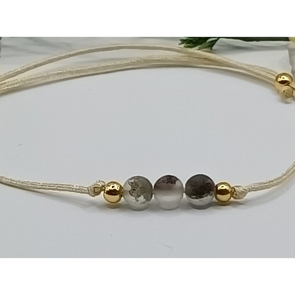 Bracciale in pietra di quarzo incluso, Ø 4 mm