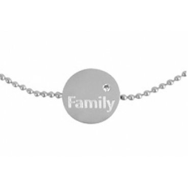 Bracelet with disc - Family on a stainless steel ball chain