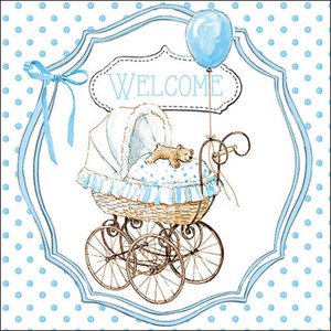 Ambiente Serviertablett 33 cm Willkommen blaues Baby