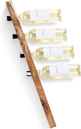Tu Las™ Wandmontiertes Weinregal aus Holz – 77 x 9 x 4 cm – Schwebender Weinflaschenhalter – Walnussholz
