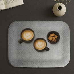 Tablette plate grande bac à motifs gris en cuir synthétique gris en diagonale