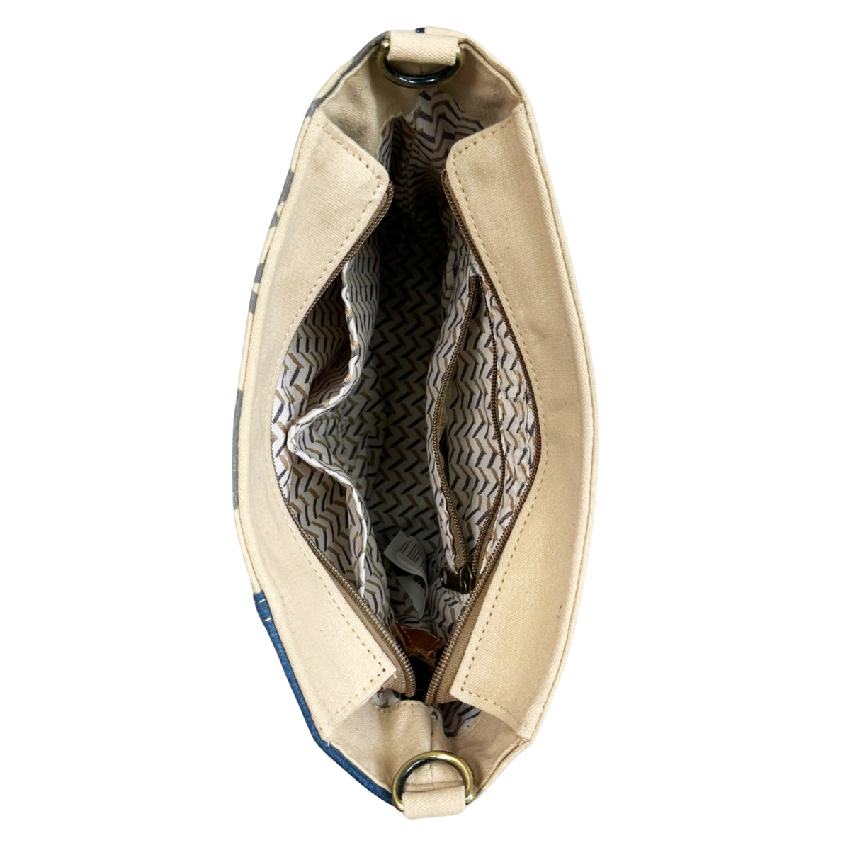 Sunsa dames schoudertas. Schoudertas gemaakt van upcycled jeans en canvas. Handtas vintage retro-stijl. Crossbodytas voor dames met print