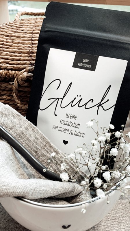 Koffiebonencadeau “Lucky Friend” – Midi-zakje van 50 g zwart – souvenir vriendschap gefeliciteerd