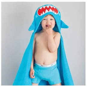 Zoocchini børnehåndklæde med hætte - Sherman the Shark