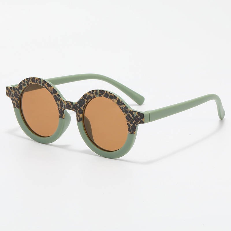 Baby- og børnesolbriller UV400 runde - Sage / Leopard