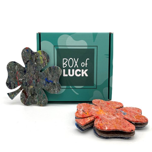 Untersetzer in Geschenkbox, Set mit 4 Kleeblättern