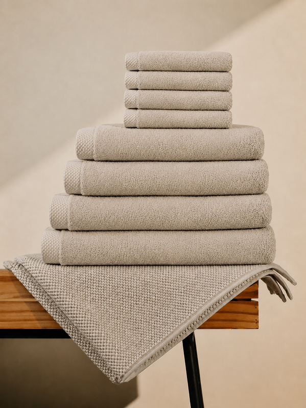 Pamukia familiebadesæt til 4 personer – 100 % GOTS-certificeret økologisk bomuld | Essens samling
