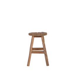 Vintage-Hocker aus altem Teakholz - rund - 4 Beine H: 50 cm