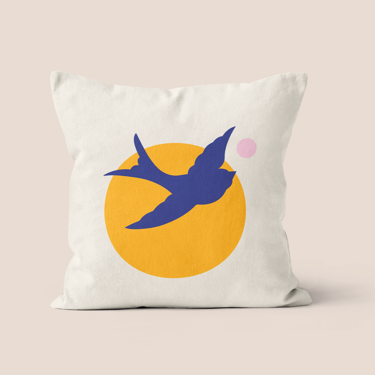 Yellow polyester bird decoration cushion 40x40cm 40x67cm - Philippine model