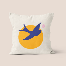 Yellow polyester bird decoration cushion 40x40cm 40x67cm - Philippine model