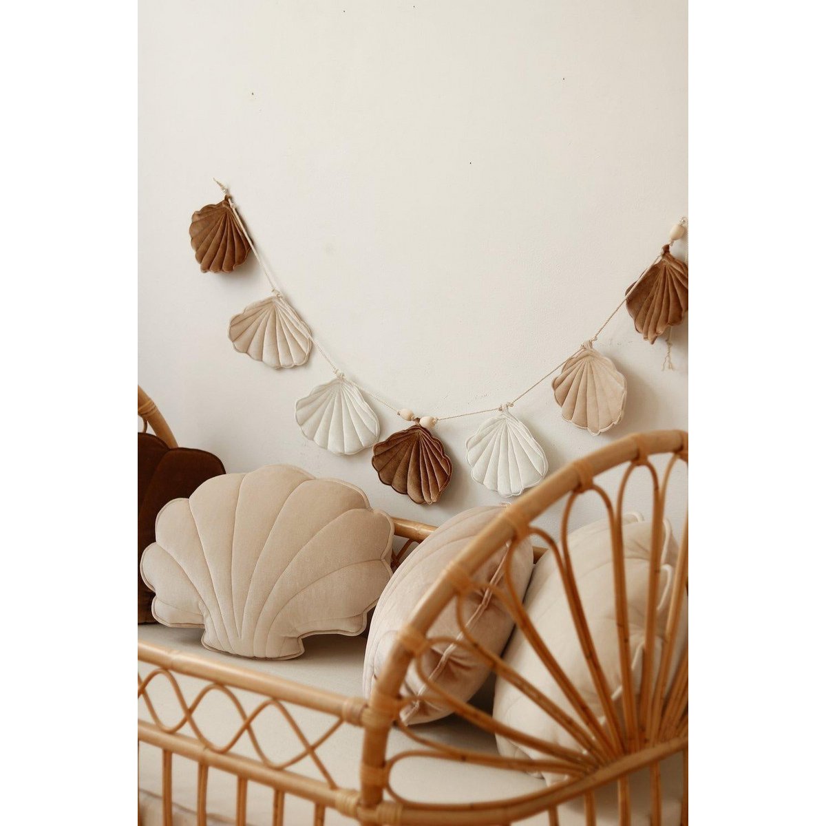 Guirlande Velours "Beige Pearl" avec Coquillages