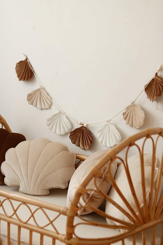 Guirlande Velours "Beige Pearl" avec Coquillages