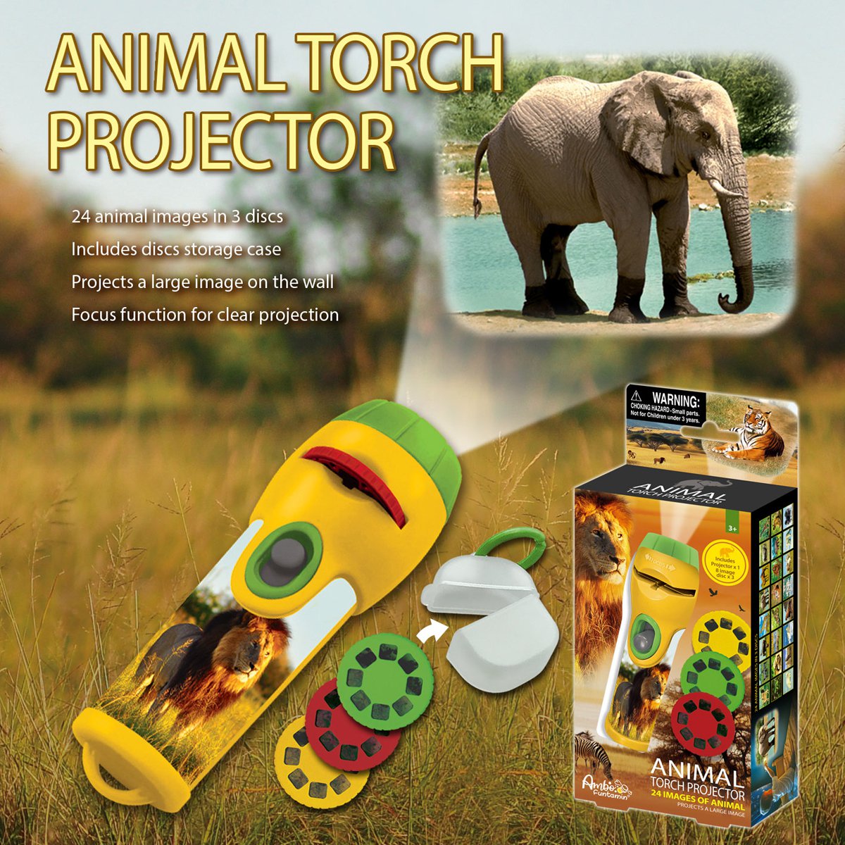 Torch Projector Light - Wild Animals