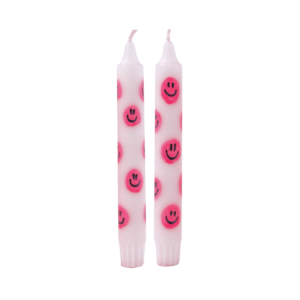 Dinner Candle Smiley Pink - Set of 5