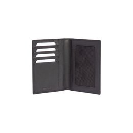 RB10722A | Dokumenten-/Reisepasshülle aus echtem Vollnarbenleder mit leichter Narbung. Schwarze Farbe. Maße geschlossen: 10 x 14 x 1 cm