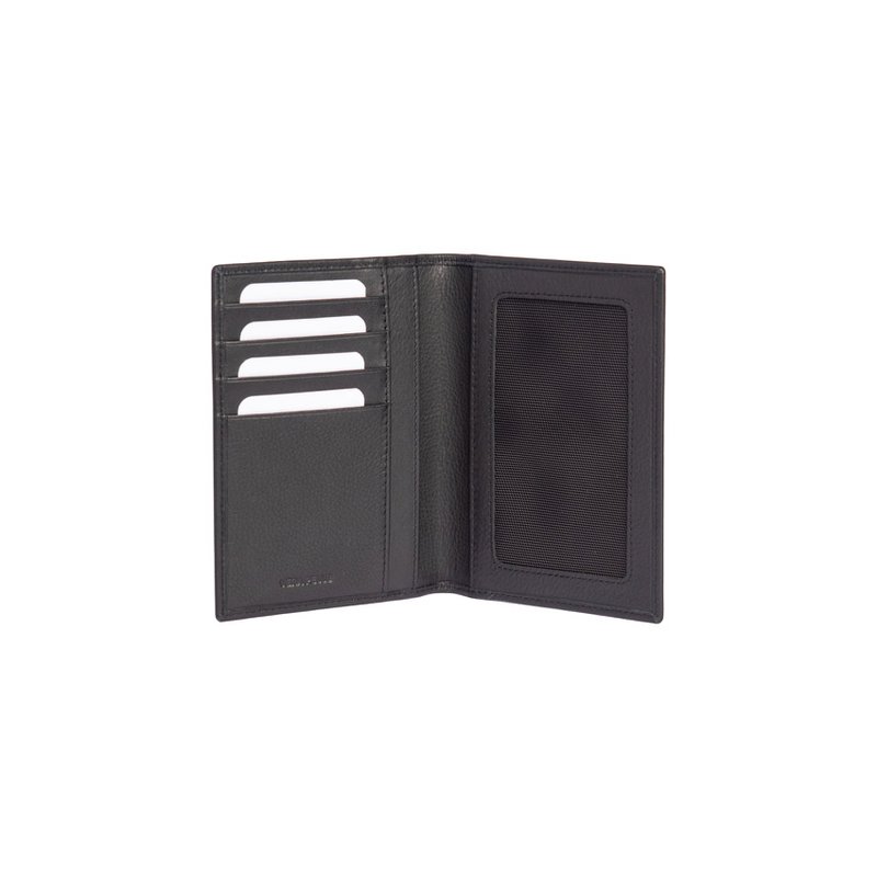 RB10722A | Dokumenten-/Reisepasshülle aus echtem Vollnarbenleder mit leichter Narbung. Schwarze Farbe. Maße geschlossen: 10 x 14 x 1 cm