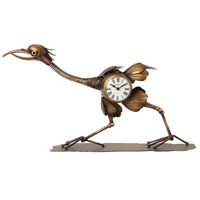 metal double side clock bird bronze