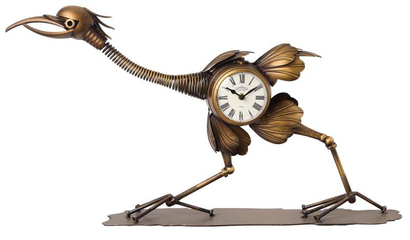 metal double side clock bird bronze