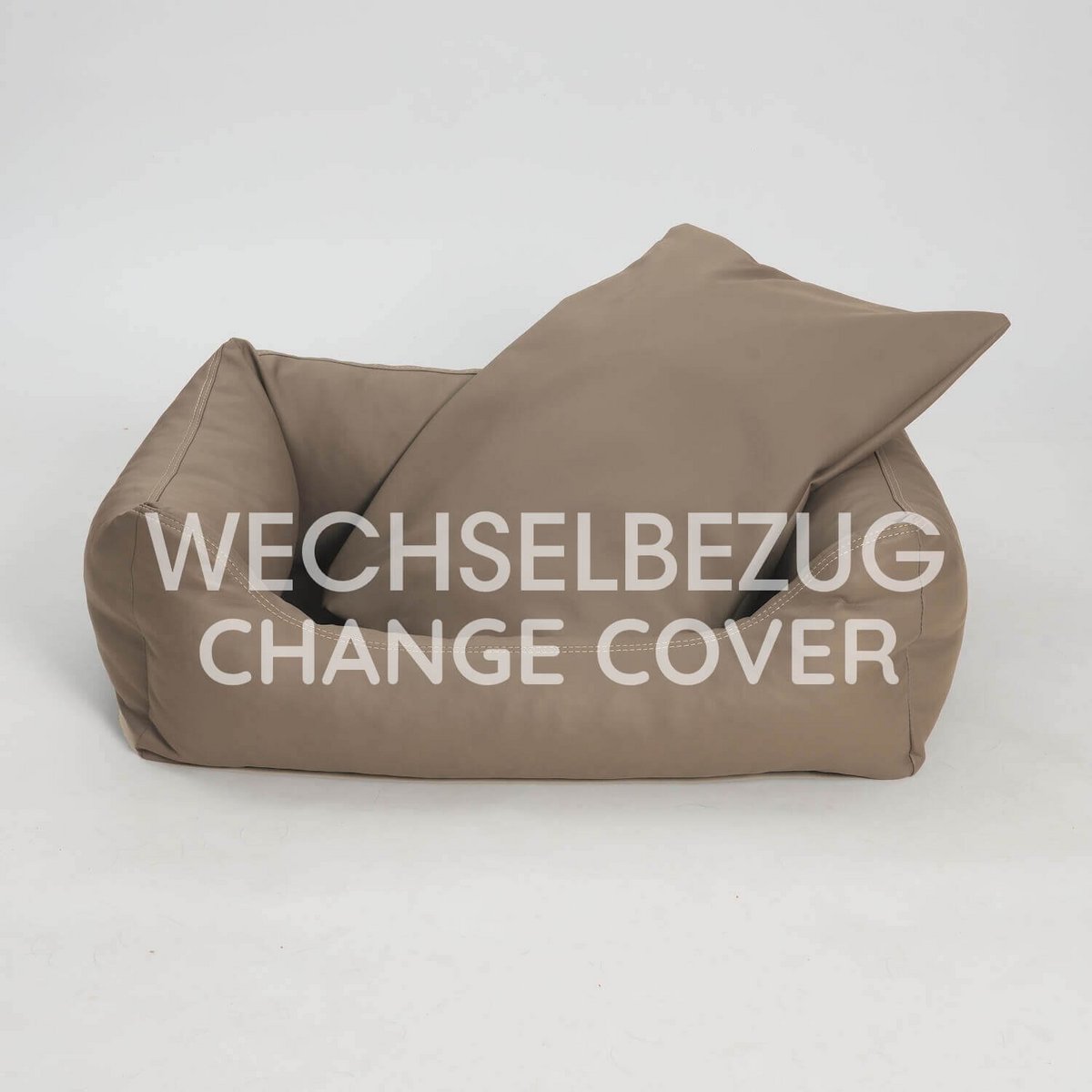 Wechselbezug Hundebett Box Bett Saddle Kunstleder sand