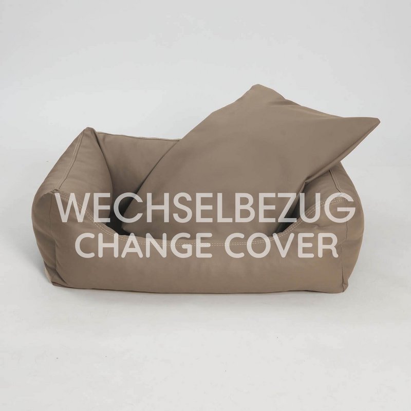 Wechselbezug Hundebett Box Bett Saddle Kunstleder sand