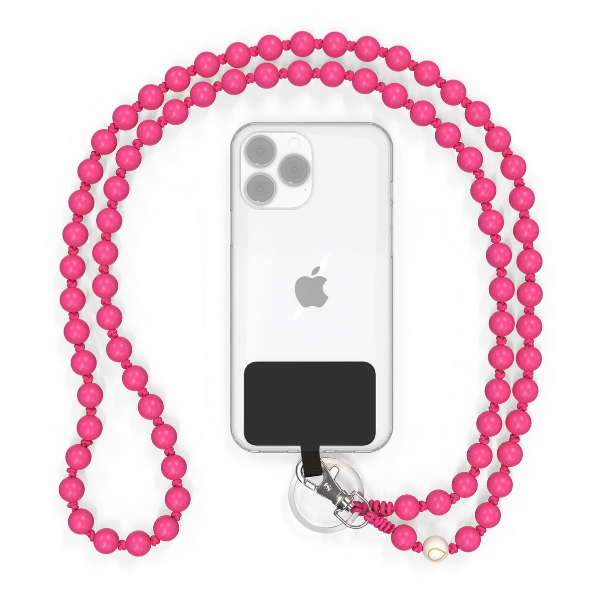 Chaîne de téléphone portable universelle, perles en bois, fait main - The Pink