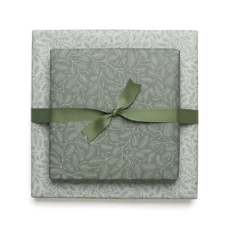 Sustainable Christmas wrapping paper green, wrapping paper fir branches in mint and green - double-sided wrapping paper made from 100% recycled paper
