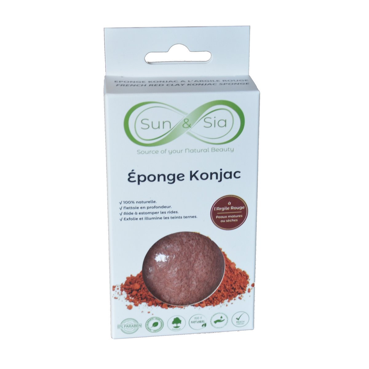 Natural Konjac Sponge for Face with Red Clay