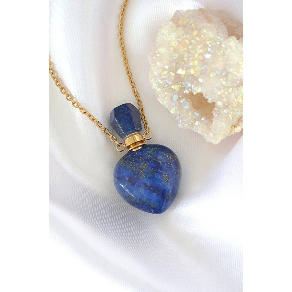 Koninklijke fles | 24K natuurlijke Lapis Lazuli kristallen fles ketting