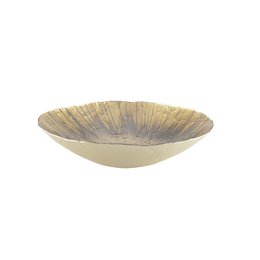  Decorative gold antique-style serving bowl, 32cm in size, with a sunburst pattern design.