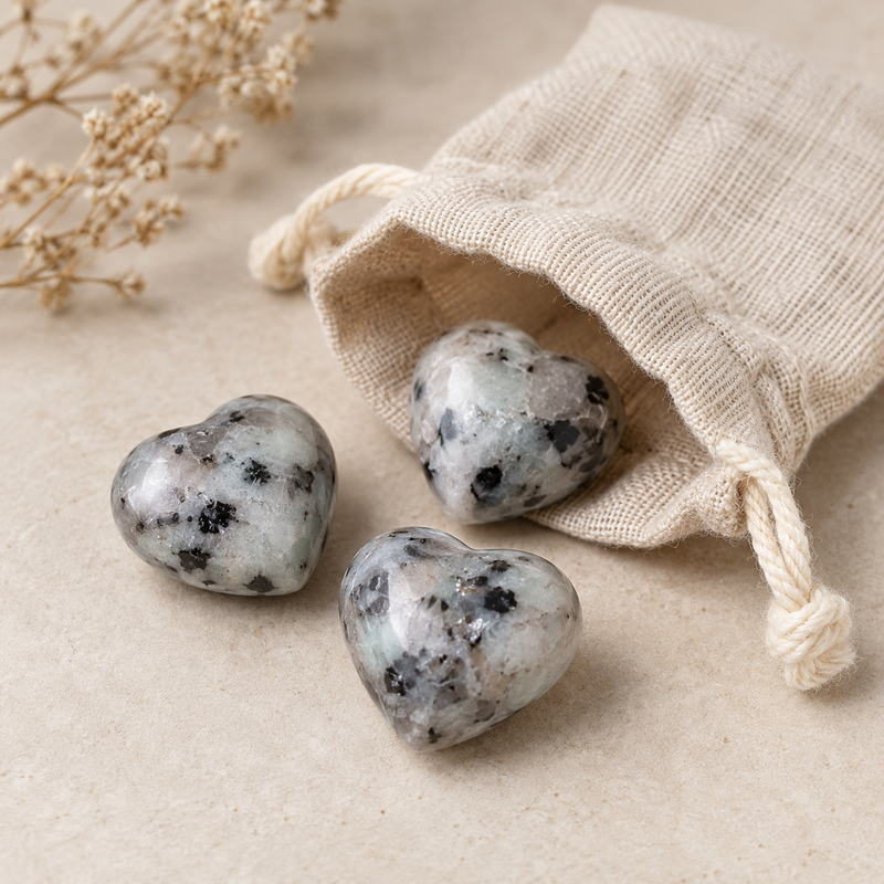 Mini Corazones Kiwi Jasper – Set de 3 mini corazones