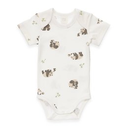 Baby Body Kurzarm - Panda AOP, verrouillage - Offwhite