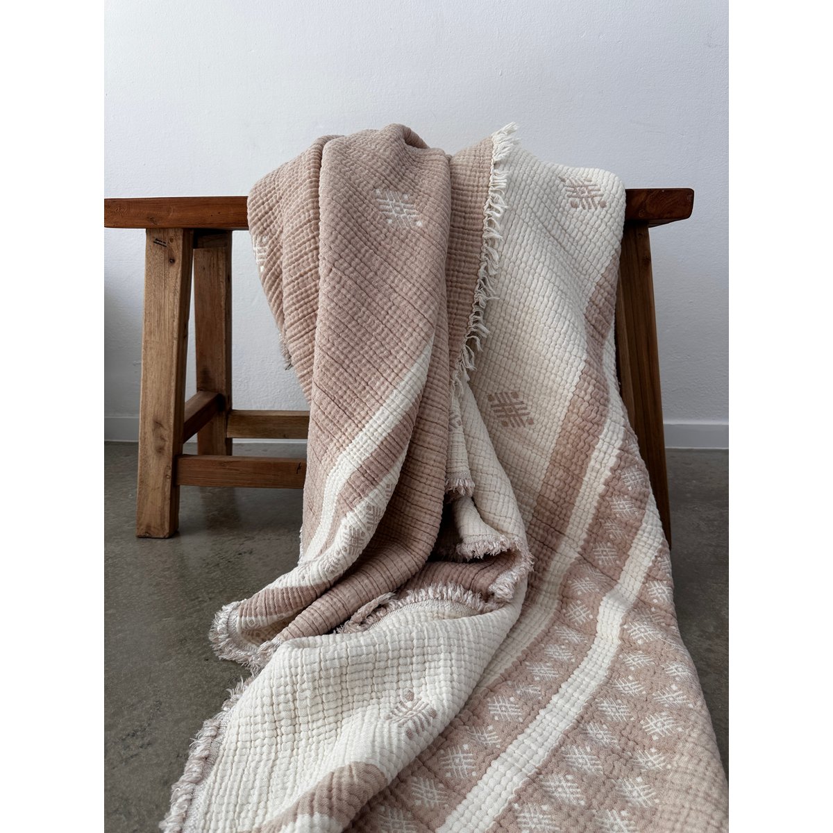 Muslin blanket - beige-white - 2.20 x 2.50 m