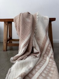 Muslin blanket - beige-white - 2.20 x 2.50 m