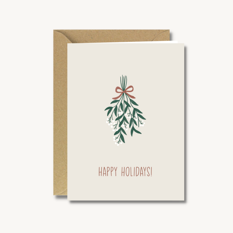 Kerstkaart met envelop - Mistletoe