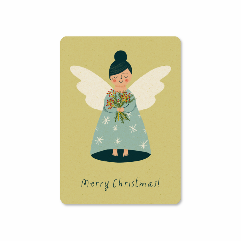 Postcard |  Angel with winter green