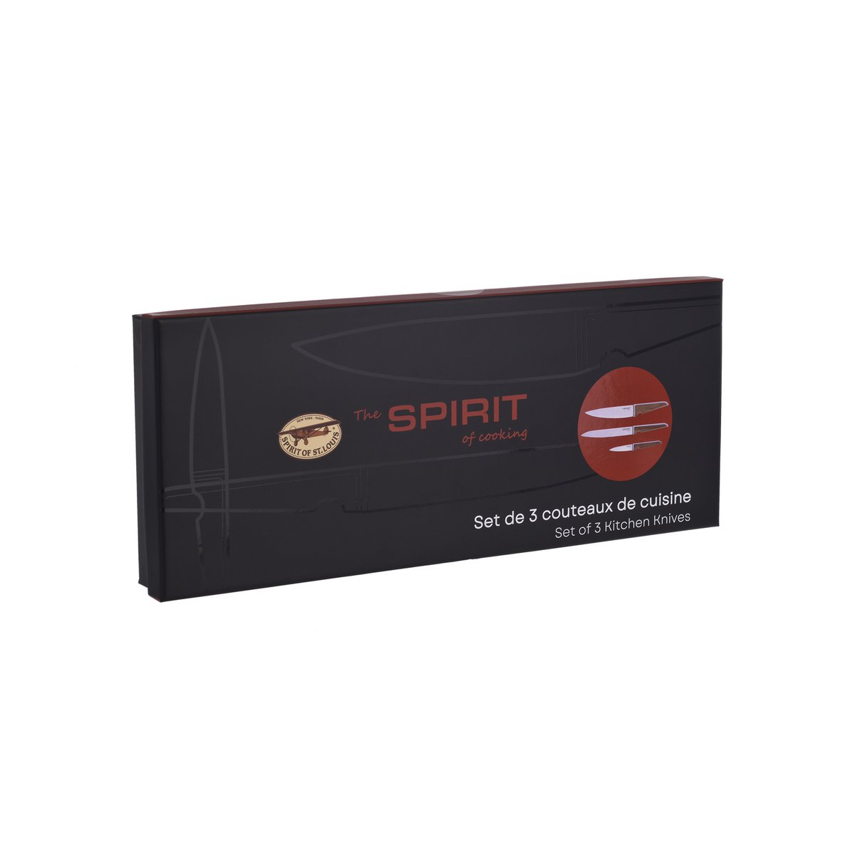 SOSL Coffret de 3 Couteaux - Couteau du Chef, à Emincer, d'Office, Acier Inoxydable et Bois de Bambou, Marron