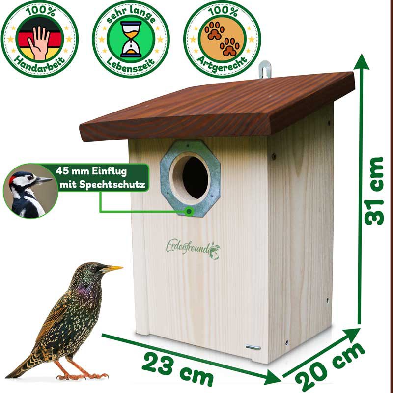 ERDENFREUND® fuglerede kasse 45 mm store sangfugle