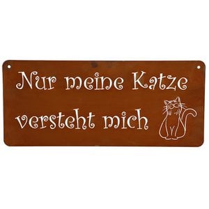 Türdeko Rost Schild Katze | Edelrost Gartendeko Katzen Wandschild | deutsch
