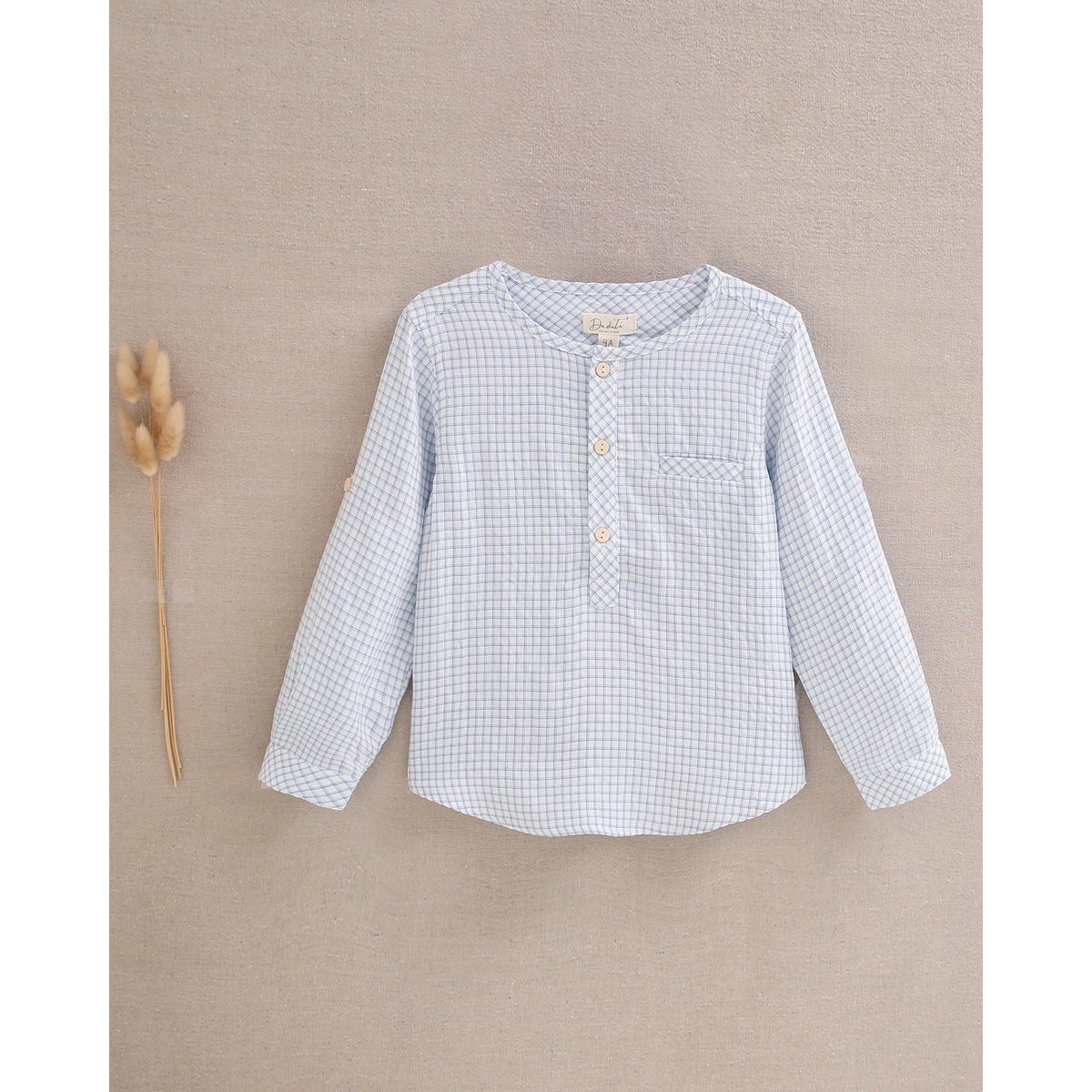 Kid's Pastel Blue Plaid Shirt M20-21501413