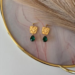 Lacrima - boucles d'oreilles accrochées au laiton Dut avec 18 carats plaqués d'or