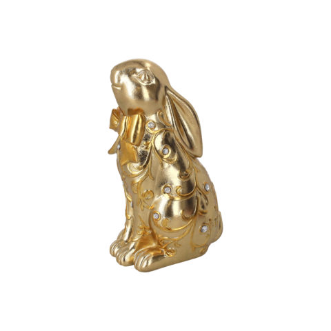 Gold resin decorative bunny H22x14x10
