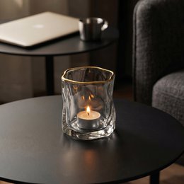 Fyrfadsstage - Fyrfadsstage - Lysestage - Gennemsigtig/Guld