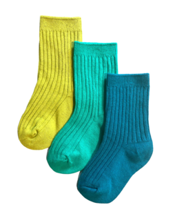 Pack of 3 socks for children, turquoise