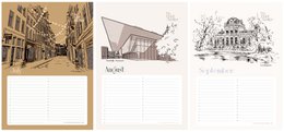 Verjaardagskalender Amsterdam Icons - Annet Weelink Design Amsterdam Schetsen - A4 - Eeuwigdurende Kalender - Premium Papier