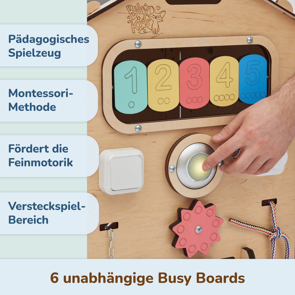 Set - BusyBoard house natural and creative cube