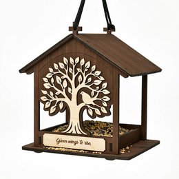 Handgefertigter Vogelfutterspender aus Holz, Garten- und Wildtiergeschenk