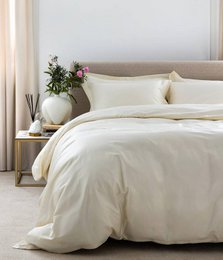 Set biancheria da letto in raso tinta unita bianco antico