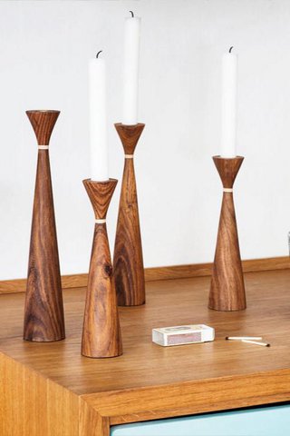 Lydia kandelaar - Nordindisk Teak