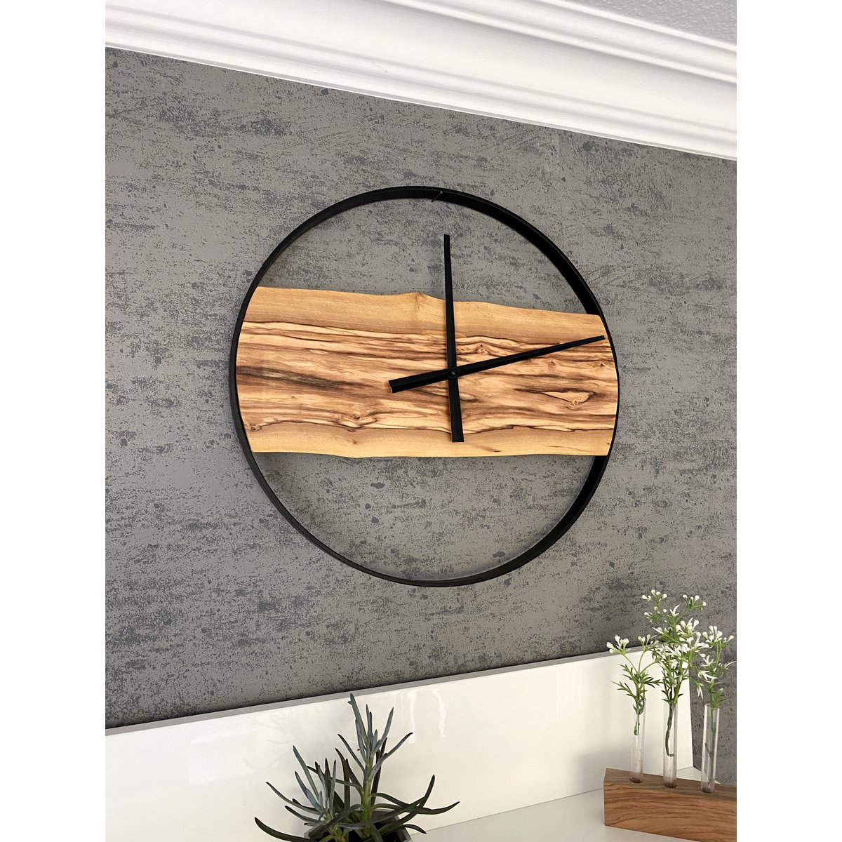 Reloj de Pared Copia Musgo y Madera de Olivo