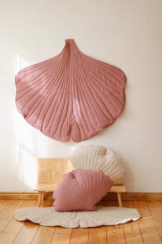 Ginkgo-Blatt-Matte aus Leinen „Dirty Pink“